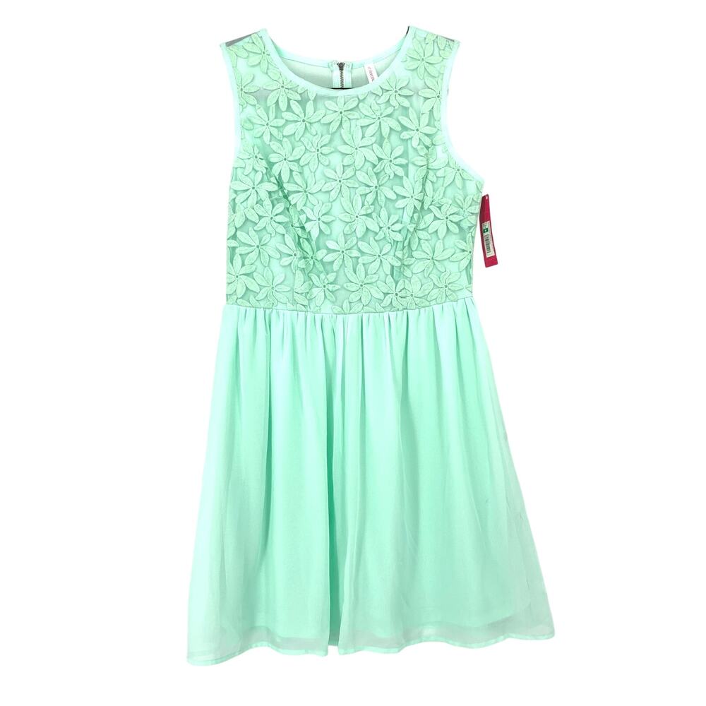 Y2K Xhilaration Fit & Flare Lace Top Dress Sleeveless Womens Sz M Mint Green NEW